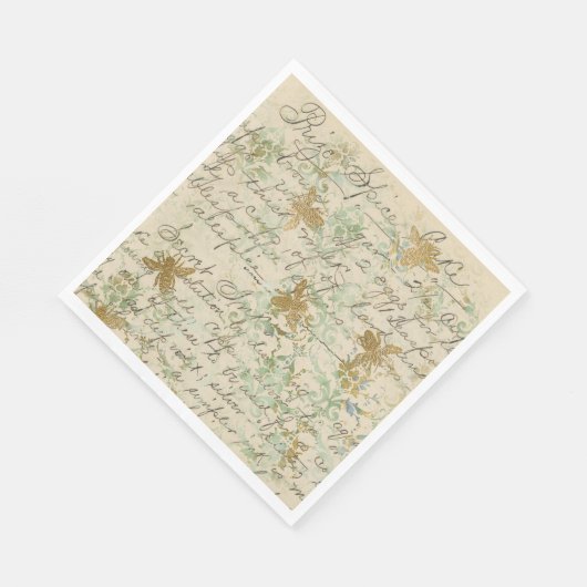 Vintag Recipe Honeybee Serviette (Ecke)