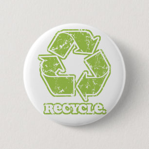 Vintag recyceln Sie Zeichen-runden Knopf Button