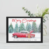 Vintag Red 1950er Chevy Frohe Weihnachten (Stehend Vorderseite)