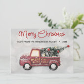 Vintag Red 1950er Chevy Frohe Weihnachten (Stehend Vorderseite)