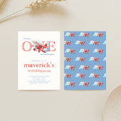 Vintag Red Airplane 1. Geburtstagskleidung Einladung