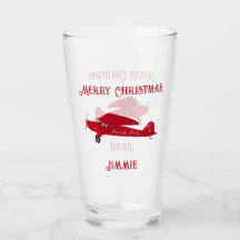 Vintag Red Airplane Frohe Weihnachts Pint Soda Jar