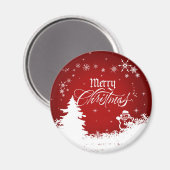 Vintag Red and White Frohe Weihnachtsschrift Magnet (Vorderseite/Rückseite)