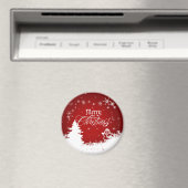 Vintag Red and White Frohe Weihnachtsschrift Magnet (In Situ (Geschirrspüler))