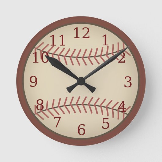 Vintag Red Baseball Clock Runde Wanduhr (Vorderseite)