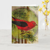 Vintag Red Bird Birthday Collage Karte (Gelbe Blume)