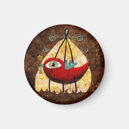 Vintag Red Bird Magnet (Vorne)