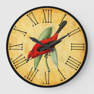 Vintag Red Bird Orante und Elegante Küche Große Wanduhr
