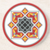 Vintag Red Black Barcelona Tile Geometric Graphic Getränkeuntersetzer (Vorne)