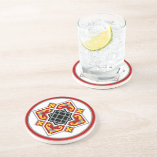 Vintag Red Black Barcelona Tile Geometric Graphic Getränkeuntersetzer