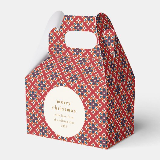Vintag Red Blue Geometric Custom Frohe Weihnachten Geschenkschachtel (Vorderseite)
