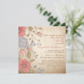 Vintag Red Blume Brautdusche Einladung (Stehend Vorderseite)