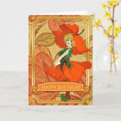 Vintag Red Blume Fairy Happy Birthday Card Karte (Gelbe Blume)