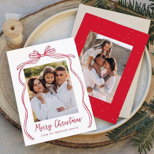 Vintag Red Bow Frohe Weihnachten 2 Foto