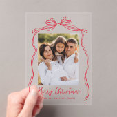 Vintag Red Bow Frohe Weihnachts-Foto Acryleinladungen (Insitu (Handheld))