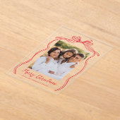 Vintag Red Bow Frohe Weihnachts-Foto Acryleinladungen (Ablage )