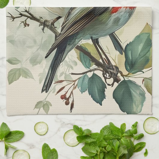 Vintag Red Breasted Robin Geschirrtuch (Gefaltet)