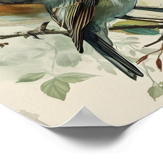 Vintag Red Breasted Robin Poster (Ecke)