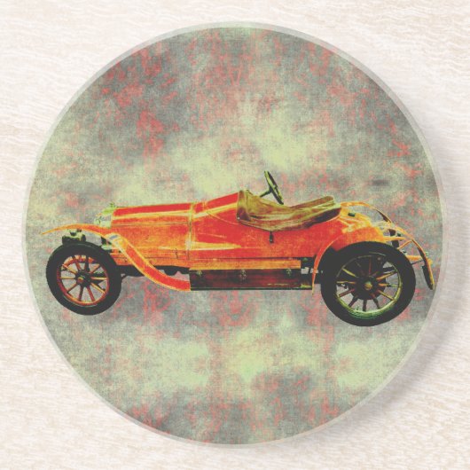 Vintag Red Car Sandstone Untersetzer (Vorne)