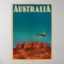 Vintag Red Center Australia Reiseplakat