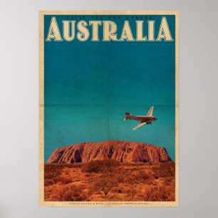 Vintag Red Center Australia Reiseplakat Poster