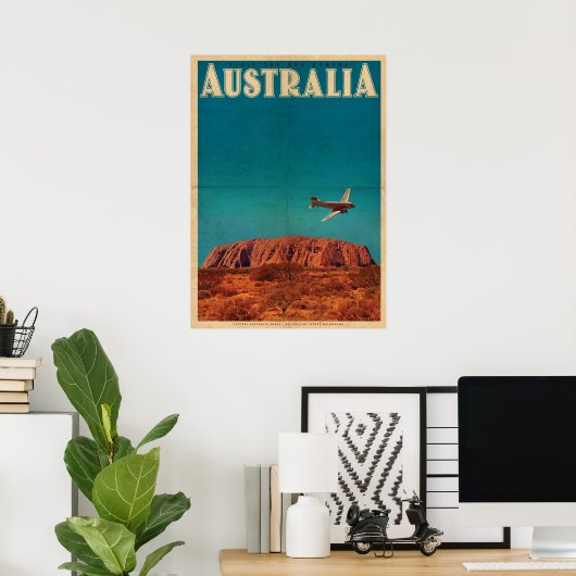 Vintag Red Center Australia Reiseplakat Poster (Heimbüro)