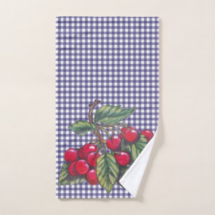 Vintag Red Chery Blue Gingham Country Kitchen Handtuch