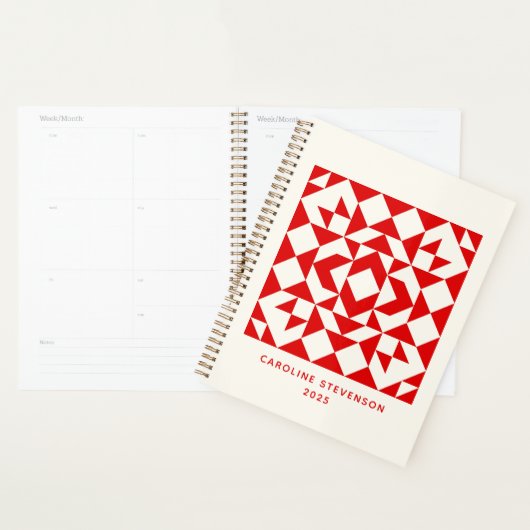 Vintag Red Christmas Geometric Quilt Personalisier Planer (Anzeige)
