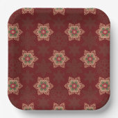 Vintag Red Christmas Holly Celtic Star Pattern Pappteller (Vorderseite)