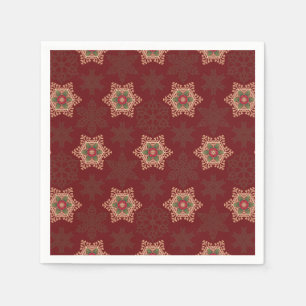 Vintag Red Christmas Holly Celtic Star Pattern Serviette