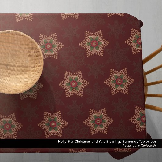 Vintag Red Christmas Holly Celtic Star Pattern Tischdecke