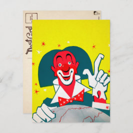 Vintag Red Clown Postkarte