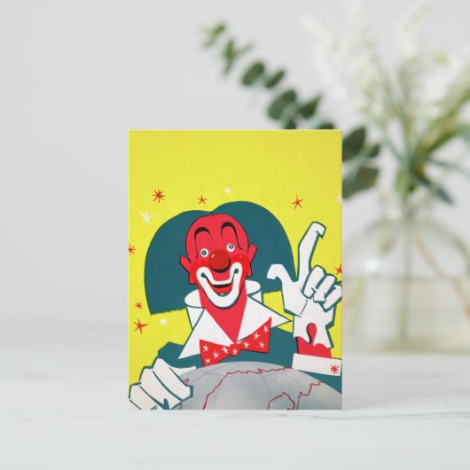 Vintag Red Clown Postkarte (Stehend Vorderseite)