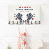 Vintag Red Cowboy First Rodeo Geburtstag Banner (Insitu)