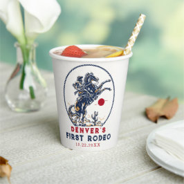 Vintag Red Cowboy First Rodeo Geburtstag Pappbecher