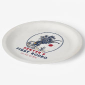 Vintag Red Cowboy First Rodeo Geburtstag Pappteller (Schrägansicht)