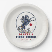 Vintag Red Cowboy First Rodeo Geburtstag Pappteller (Vorderseite)