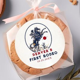 Vintag Red Cowboy First Rodeo Geburtstag Runder Aufkleber