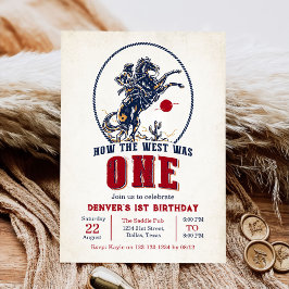 Vintag Red Cowboy Rodeo 1. Geburtstag Einladung