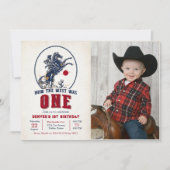 Vintag Red Cowboy Rodeo 1. Geburtstag Foto Einladung (Vorderseite)