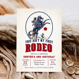 Vintag Red Cowboy Rodeo 2. Geburtstag Einladung
