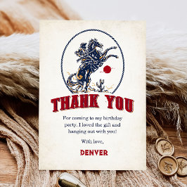 Vintag Red Cowboy Rodeo Geburtstag Dankeskarte
