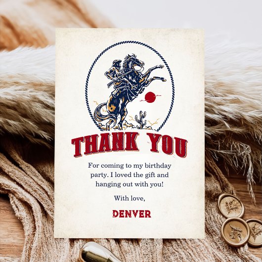 Vintag Red Cowboy Rodeo Geburtstag Dankeskarte