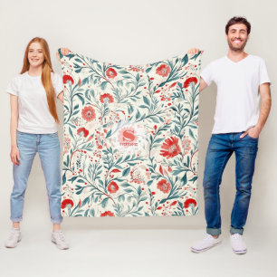 Vintag Red Daisy Floral Pattern - Botanisch Fleecedecke