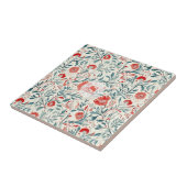 Vintag Red Daisy Floral Pattern - Botanisch Fliese (Seite)