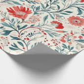 Vintag Red Daisy Floral Pattern - Botanisch Geschenkpapier (Ecke)