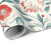 Vintag Red Daisy Floral Pattern - Botanisch Geschenkpapier (Rolleneckpunkt)