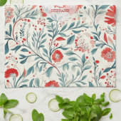 Vintag Red Daisy Floral Pattern - Botanisch Geschirrtuch (Gefaltet)