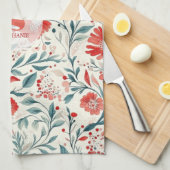 Vintag Red Daisy Floral Pattern - Botanisch Geschirrtuch (Viertel Falte)