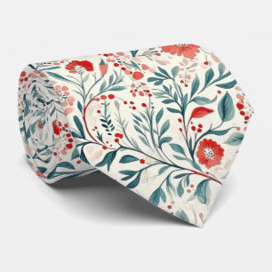 Vintag Red Daisy Floral Pattern - Botanisch Krawatte